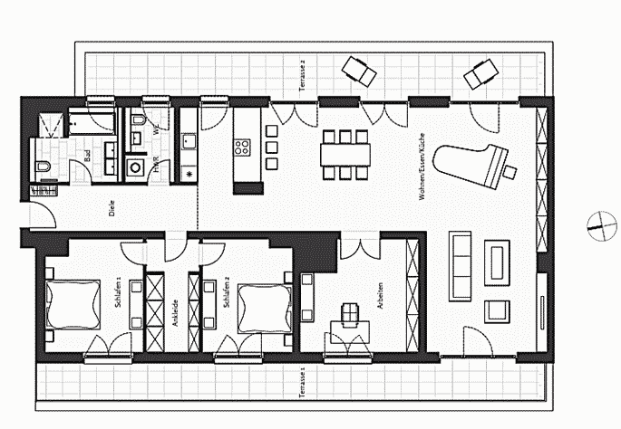 Floor plan of a penthouse for sale in Schöneberg