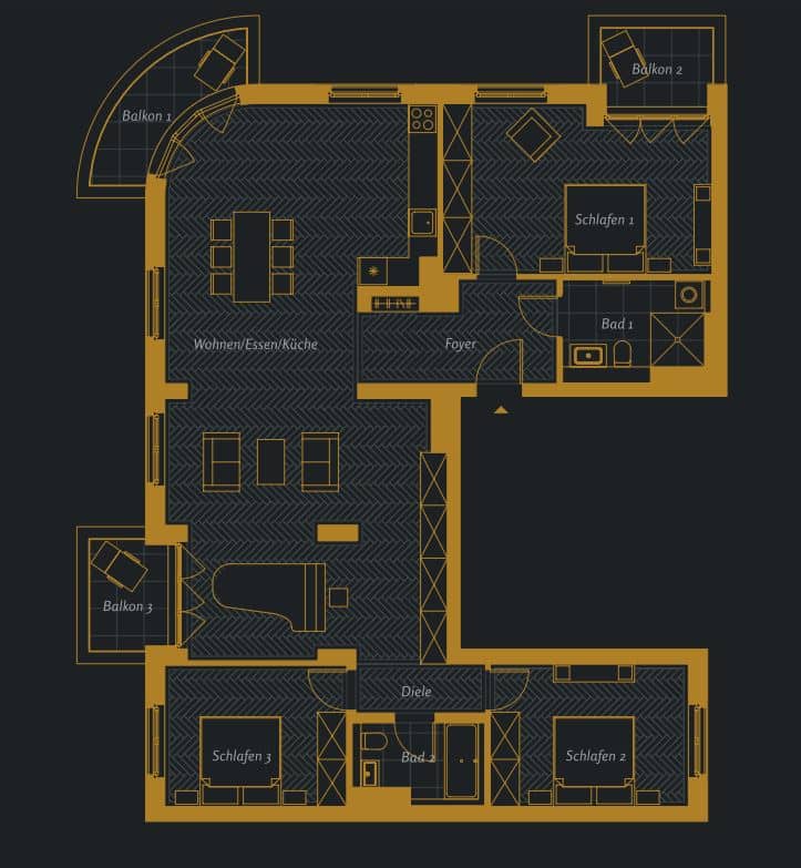 Floor plan of a luxury apartment for sale in Wieland Pestalozzi Berlin