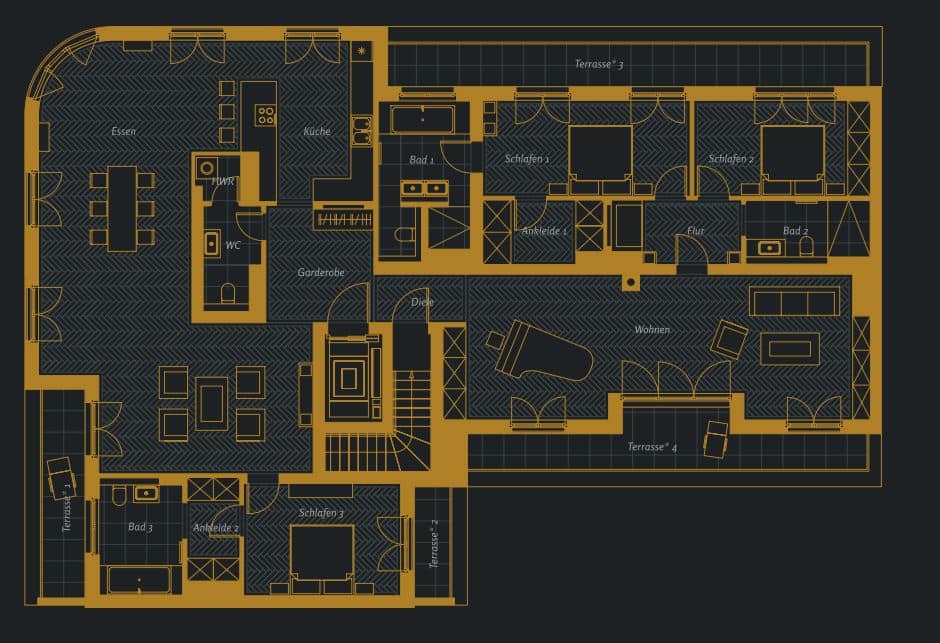 Floor plan of a penthouse for sale in Charlottenburg