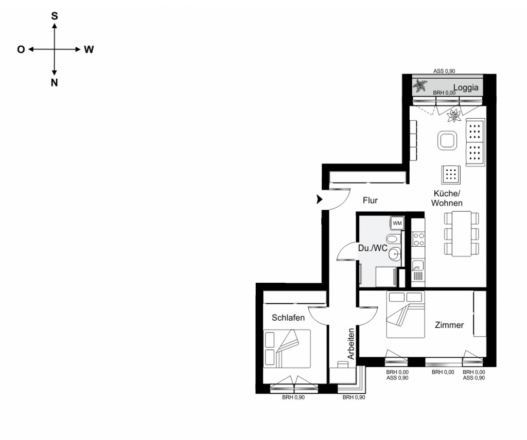 Floorplan of Apartment 3, 82m2 in the Duett - Option 1 - Sale price: 675.000 EUR