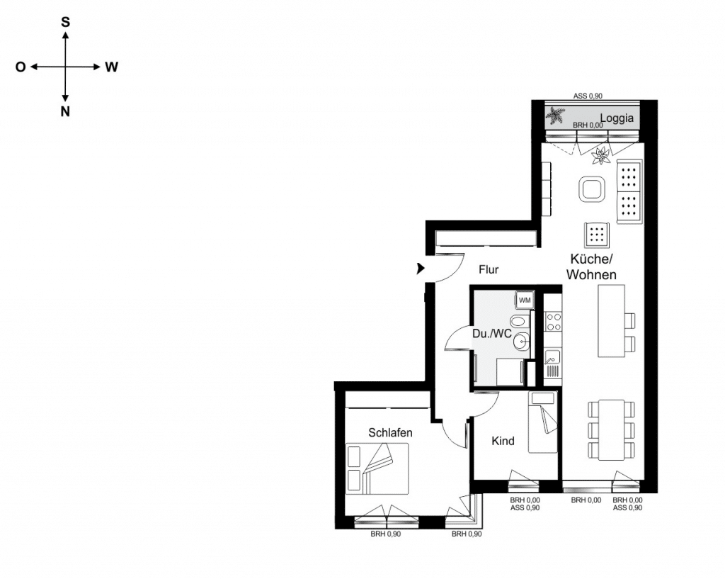 Floorplan of Apartment 3, 82m2 in the Duett - Option 2 - Sale price: 675.000 EUR
