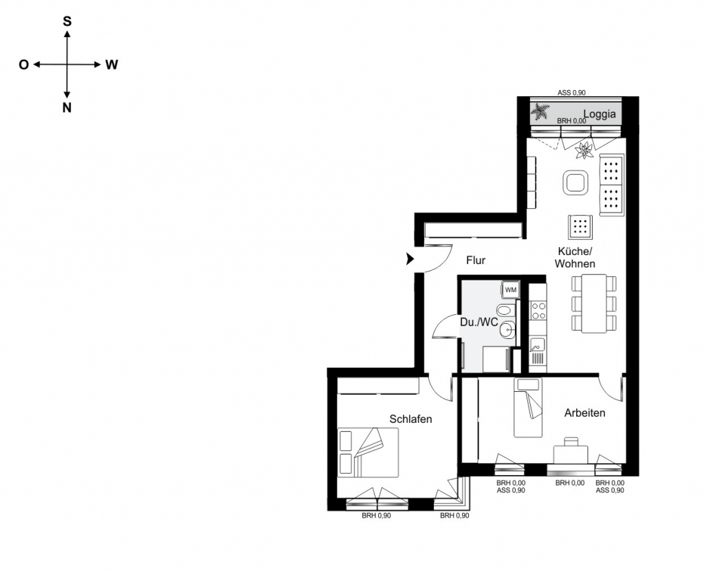 Floorplan of Apartment 3, 82m2 in the Duett - Option 2 - Sale price: 675.000 EUR