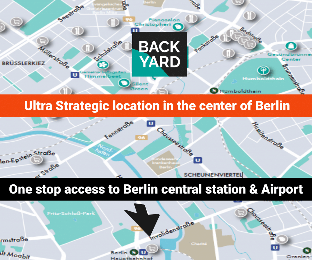Stategic location of the backyard Berlin property close to the central station of the capital of Germany