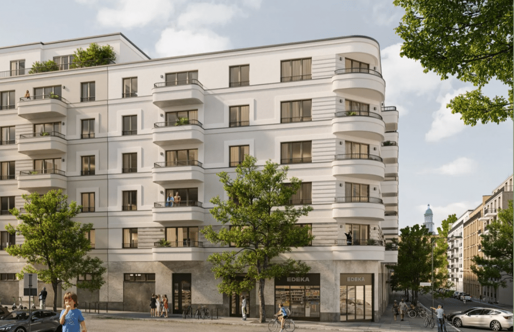 View of the Facade of the project Eckert Carré in Berlin Friedrichshain