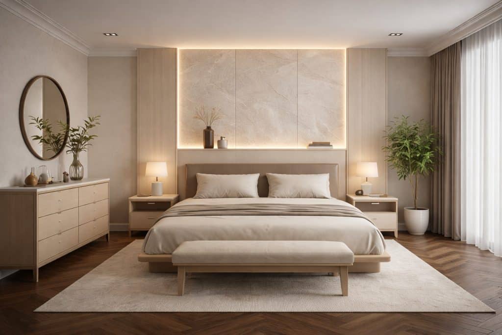 Neubau in Berlin kaufen: Schlafzimmer einer exklusiven Neubauwohnung