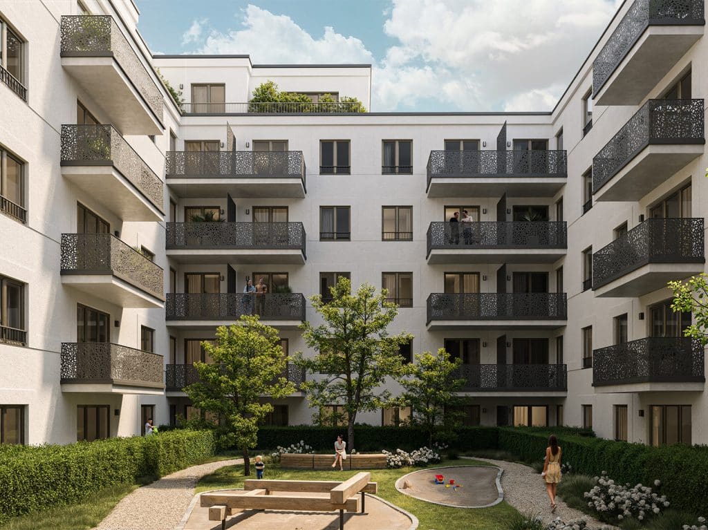 Courtyard view Eckert Carré in Friedrichshain Berlin