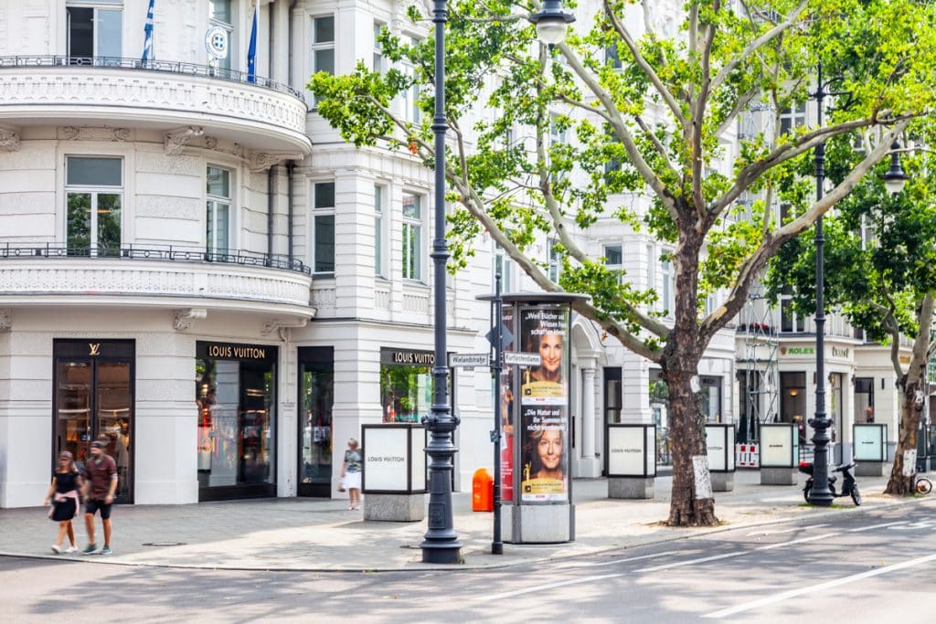 Luxusgeschäfte am Kudamm im Berliner Bezirk Charlottenburg-Wilmersdorf