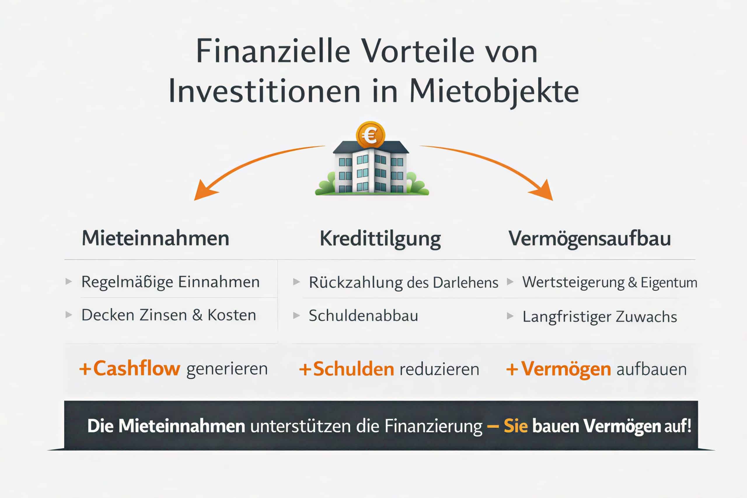 Bild Tabelle zur Veranschaulichung von Vermögensaufbau bei Anlageimmobilien