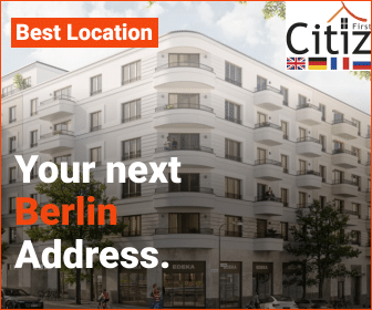 Corner view of modern building in the capital of Germany Real estate