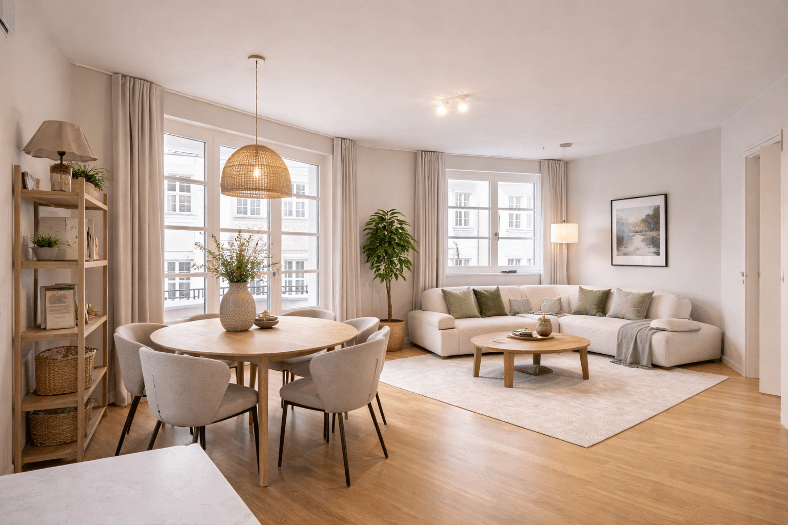 Wohnraum einer Neubauwohnung in Berlin