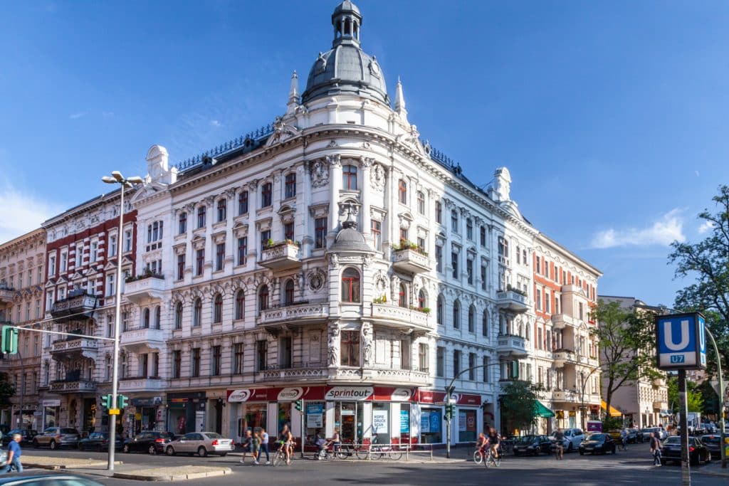 Berlin district area of Schöneberg Corner building facade