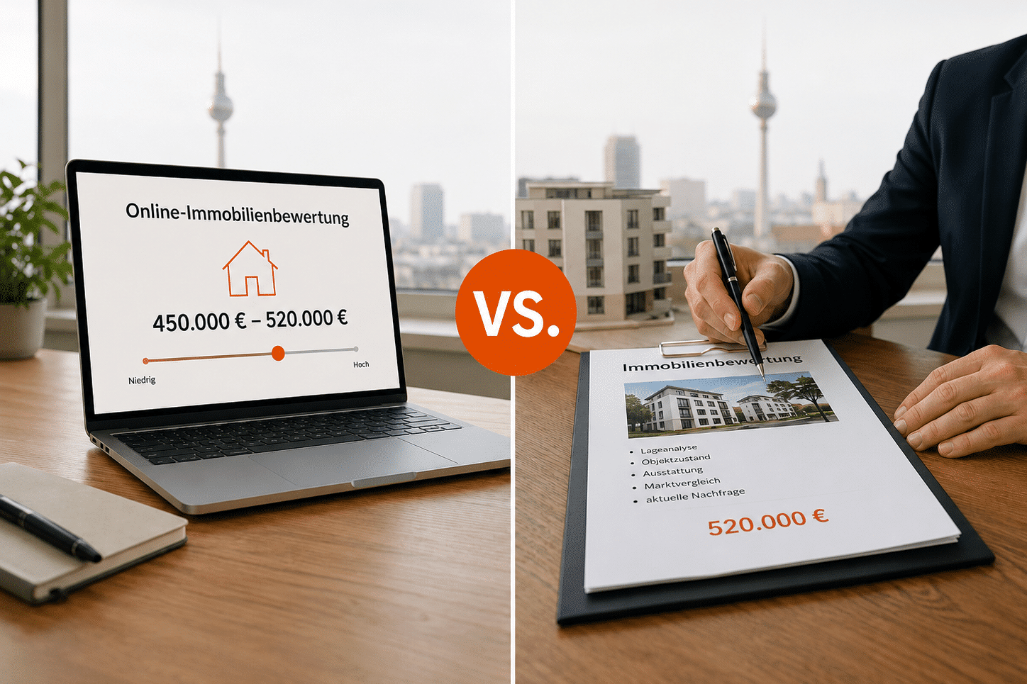 Visualisierung von Online Immobilienbewertung oder Maklerbewertung in Berlin
