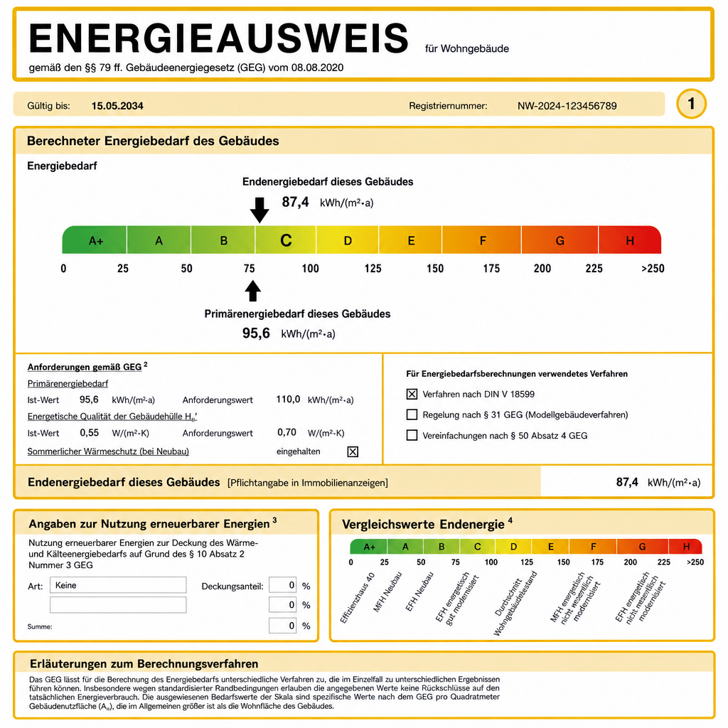 Energieausweis -Energieklasse C einer Eigentumswohnung in Berlin