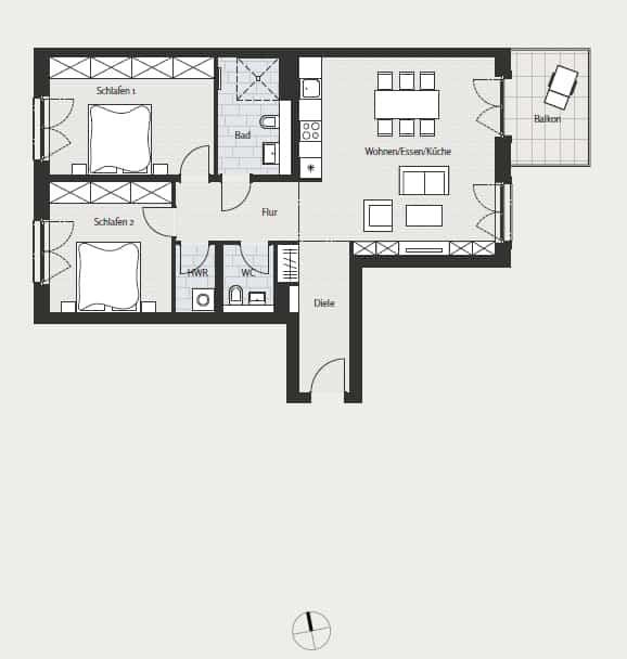 Exclusive 3-room apartment with balcony next to Winterfeldtplatz - Grundriss