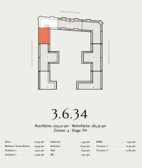 Luxuriöse 4-Zimmer-Penthouse mit zwei Terrassen am beliebten Winterfeldtplatz - Grundriss