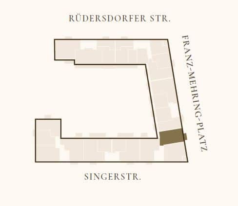 Appartement neuf de 3 pièces avec baclon à vendre entre Mitte - Friedrichshain à proximité de Mercedes-Benz Arena - 4.2.05
