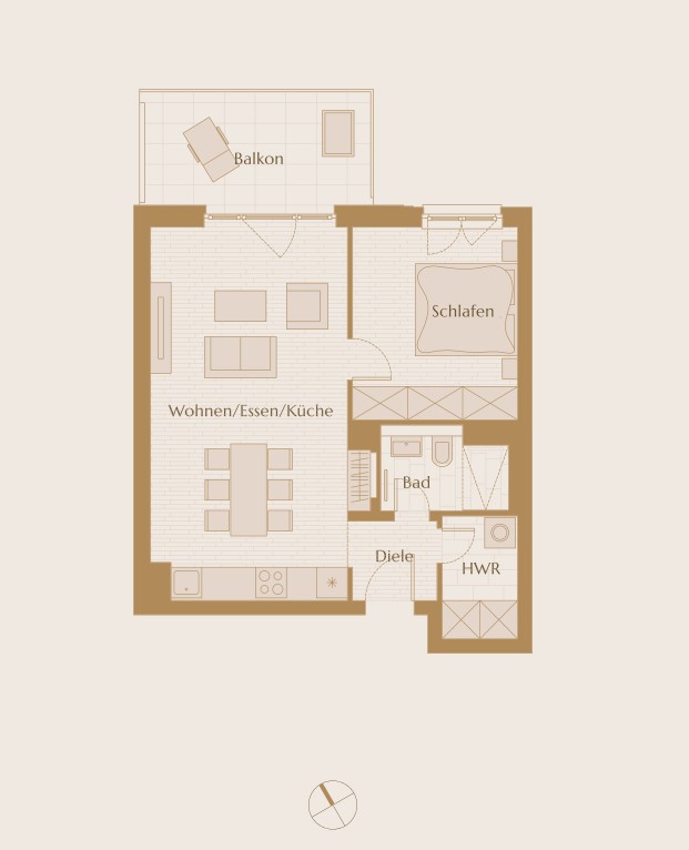 Superbe appartement neuf de 2 pièces avec balcon à vendre entre Mitte - Friedrichshain - Grundriss