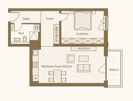 Brand-new 2-room apartment with spacious balcony near Karl-Marx-Allee - Grundriss