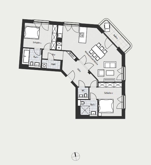 Am Winterfeldtplatz-Moderne 3-Zimmer Wohnung in Nollendorfkiez - Grundriss
