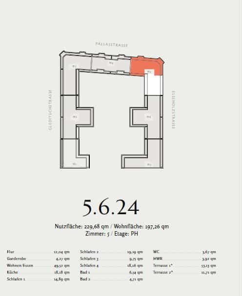 Beau penthouse haut de gamme de 5 pièces en plein centre de Berlin - Grundriss