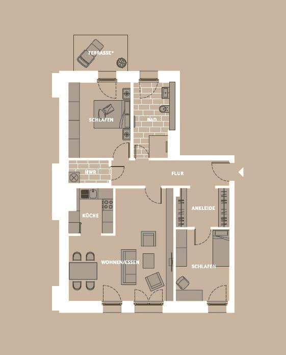 Distinctive & luxury 2 bedroom apartment with terrace near Kurfürstendamm - Grundriss