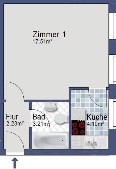 Top Kapitalanlage: vermietete 1-Zi-Wohnung in Gesundbrunnen - Grundriss