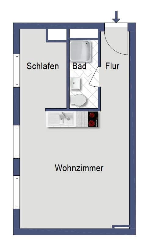 Graefekiez: bezugsfreie 1,5-Zimmer Wohnung im Herzen Kreuzbergs - Grundriss