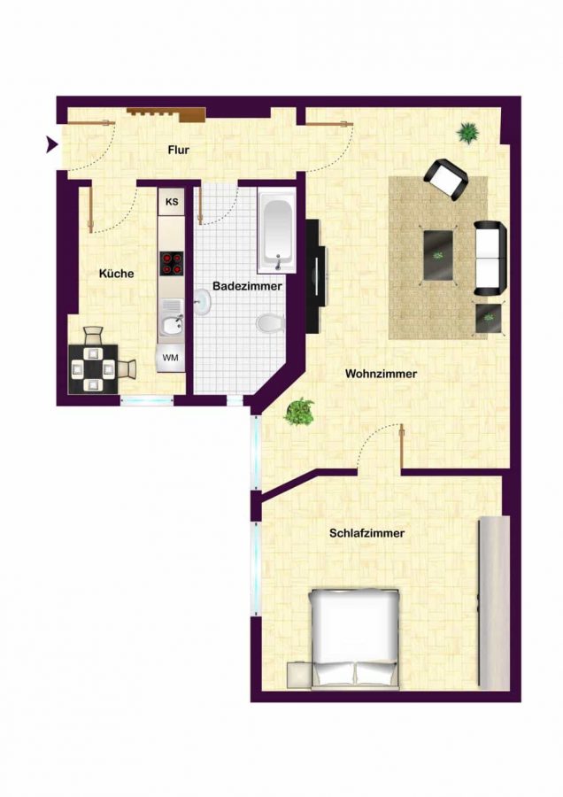 Эксклюзивная 2-комнатная квартира с потрясающей отделкой в Пренцлауэр Берг - Floor plan