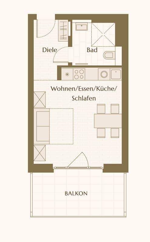 Brand-new studio apartment on top floor with spacious balcony in Friedrichshain - 1.6.30