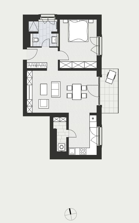 Am WIterfeldtplatz - atemberaubende 2/3-Zimmer-Wohnung mit Terrasse zum ruhigen Innenhof - Grundriss