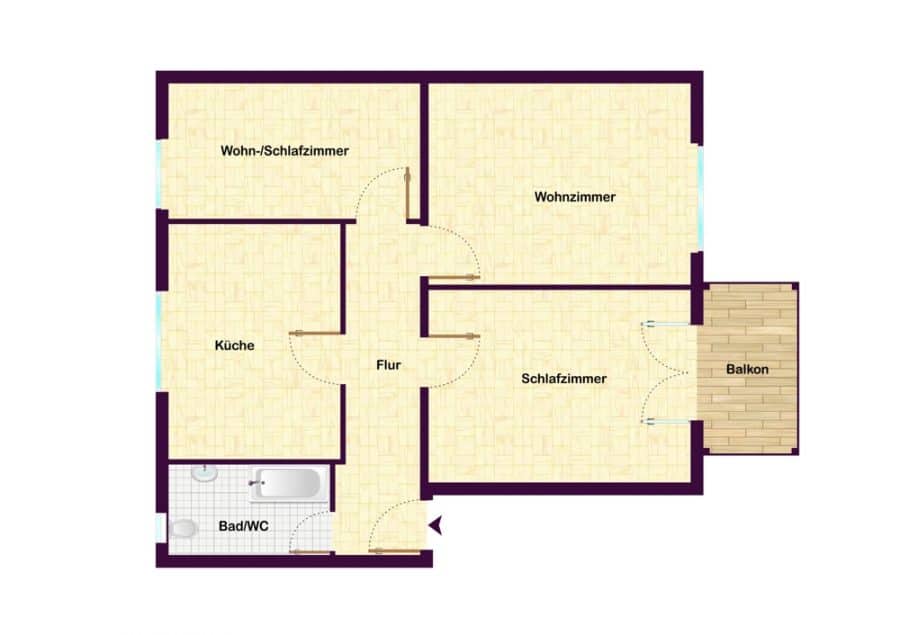 Neulich verkauft! Gemütliche 3-Zimmer-Wohnung mit Balkon in beliebter Lage Neuköllns - Grundriss