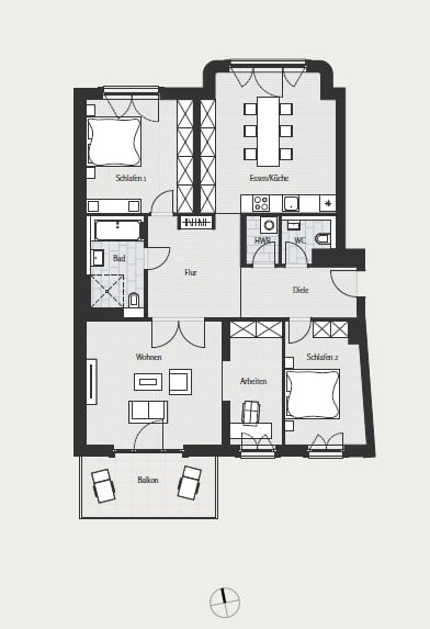 Mit First Citiz verkauft: 5-Zimmer Wohnung in Schöneberg-atemberaubende Kombination aus Klassik und Moderne - Grundriss