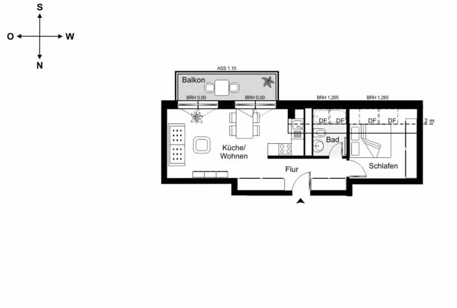 Ideal für Paare: 2-Zi Penthouse mit Balkon am Prenzlauer Berg - Grundriss