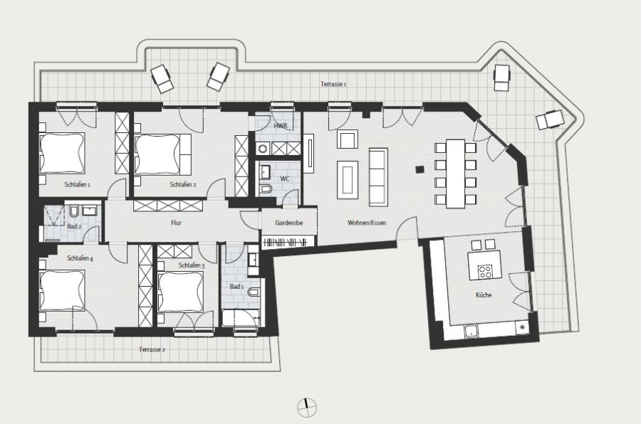 High-end, Central & New: Prestige 4 bedroom Penthouse in top location at Winterfeldtplatz - Floor plan