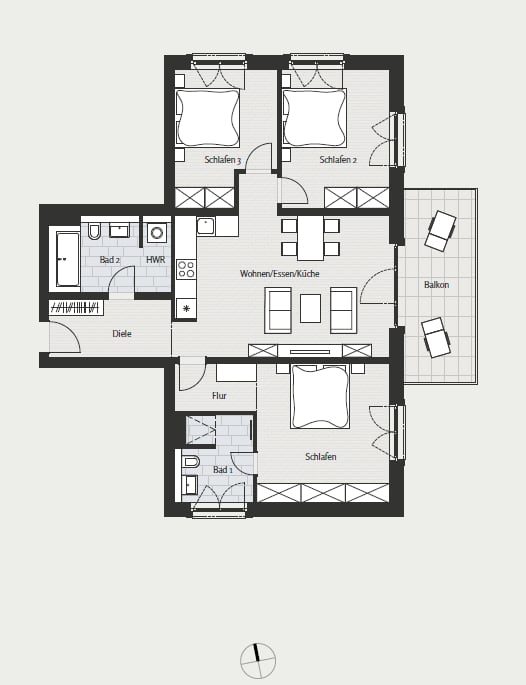 Upscale 4-room apartment with spacious balcony next to Winterfeldtplatz - Floor plan