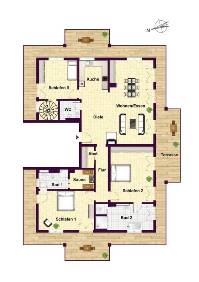 Unique Water Front Living: Exclusive luxury 4-room Penthouse right by Müggelspree - Floor plan