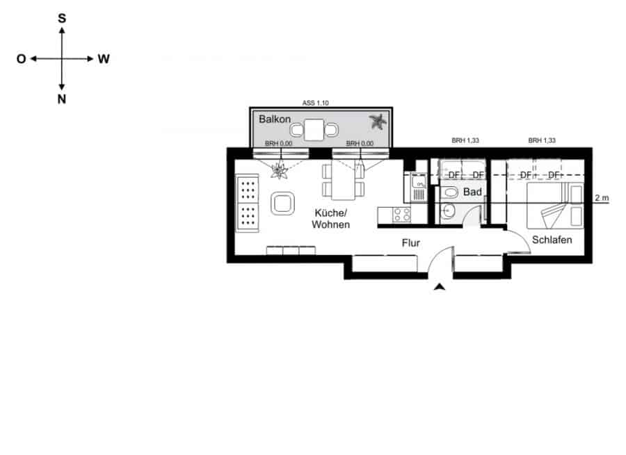 Brand-new 2-room apartment with balcony walking distance to Schönhauser Allee - Floor plan
