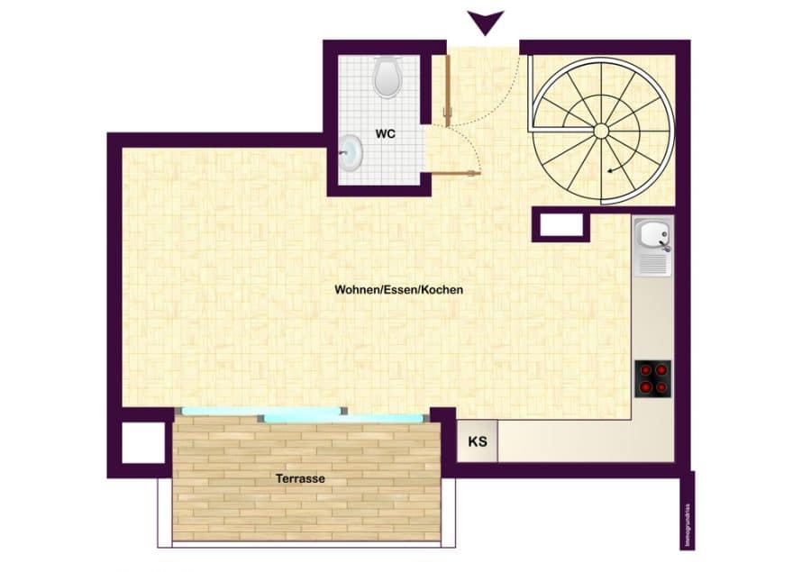 Verkauft An der Pappelallee: Sofort bezugsfreie 2-Zimmer-Neubau-Maisonette mit 2 Balkonen - Grundriss