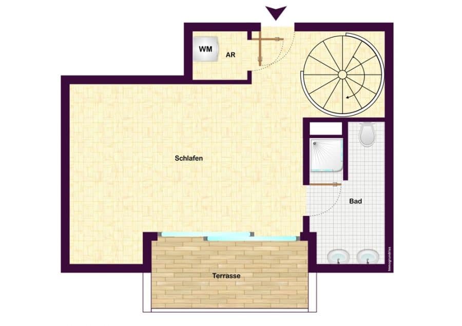 Verkauft An der Pappelallee: Sofort bezugsfreie 2-Zimmer-Neubau-Maisonette mit 2 Balkonen - Grundriss