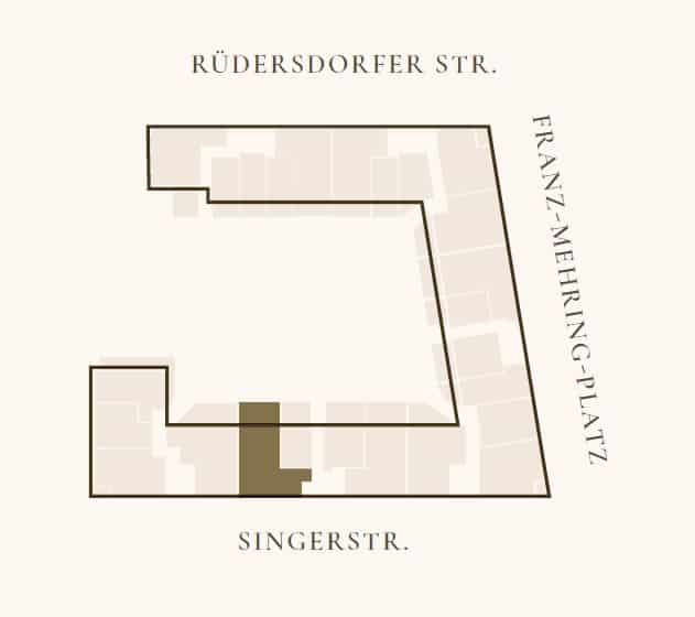 Appartement neuf haut de gamme de 4 pièces avec terrasse dînatoire à vendre entre Mitte et Friedrichshain - 5.1.01