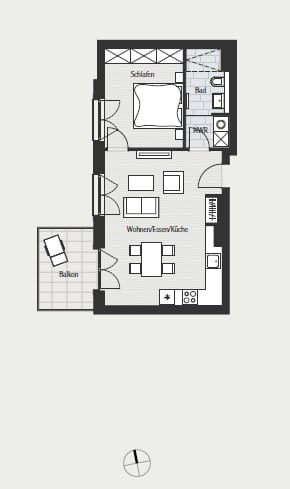 Superbe appartement neuf 2-pièces dans le quartier animé de Winterfeldtkiez - Grundriss