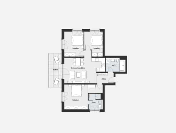 Brand-new 4-room apartment with spacious balcony in front of Winterfeldtplatz - Floor plan