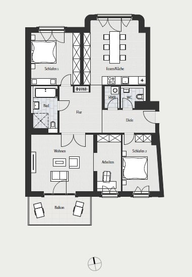 Prestige 4 bedroom apartment in the best location of Schöneberg for sale - Floor plan
