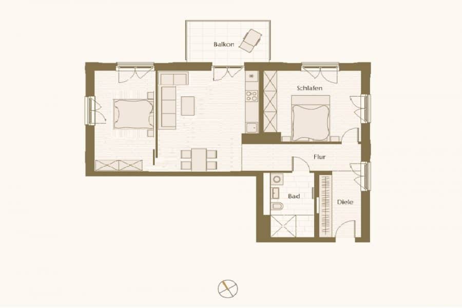 Upscale 2/3-room Penthouse with balcony in Friedrichshain - Floor plan