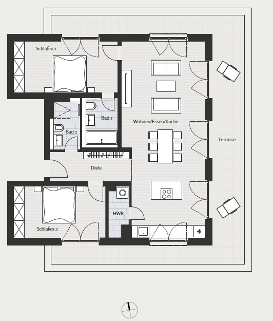 Hochwertige 3-Zimmer-Neubauapartment umrundet mit großzügiger Terrasse in bester Lage von Schöneberg - Grundriss