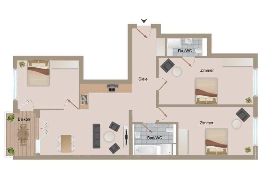 Samariter Quarter! Vacant new-build 3/4-room apartment with large terrace - Variante 4-room