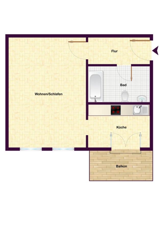 First Citiz sold: Ready-to-move apartment with spacious balcony in Samariterkiez in Friedrichshain - Floor plan