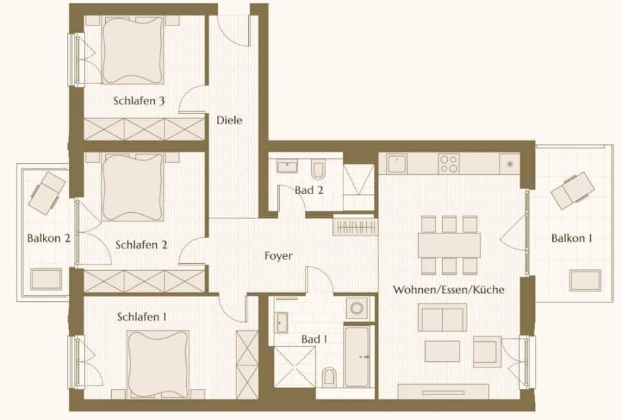 Atemberaubende 4-Zi. Penthouse Wohnung mit 2 Balkonen in Top Lage in Friedrichshain - Grundriss