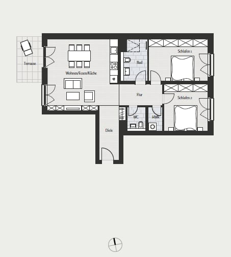 Upscale new 3-room apartment with terrace at Winterfeldtplatz in Schöneberg for sale - Floor plan