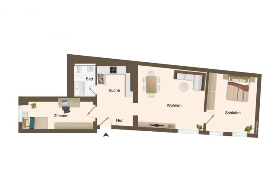 Ready to move! Newly Renovated Spacious 3 Room Apartment in Moabit - floor plan